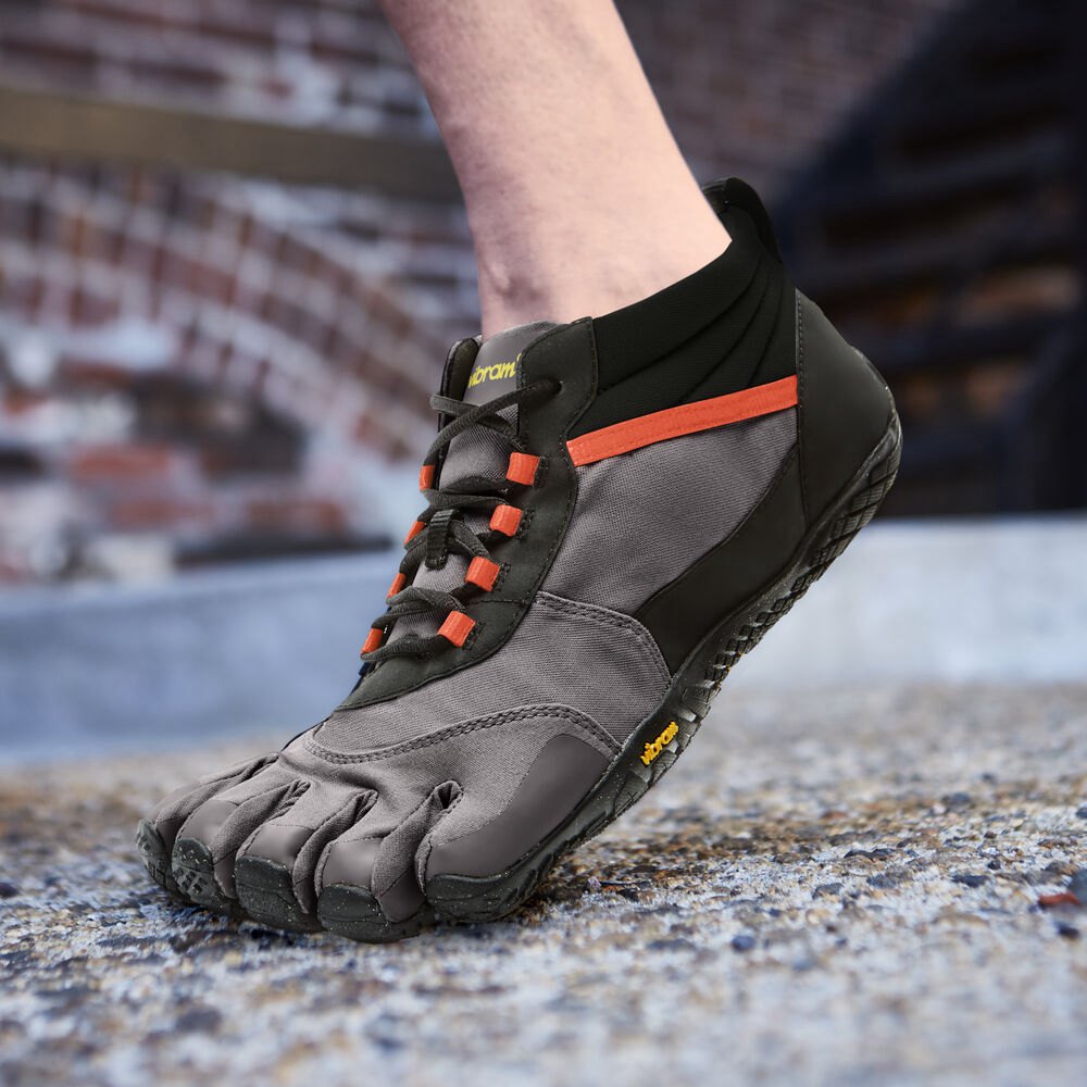 Vibram FiveFingers Herre Barfodet Sko Sort/Grå/Rød - V-Trek Insulated - 6491XBONU